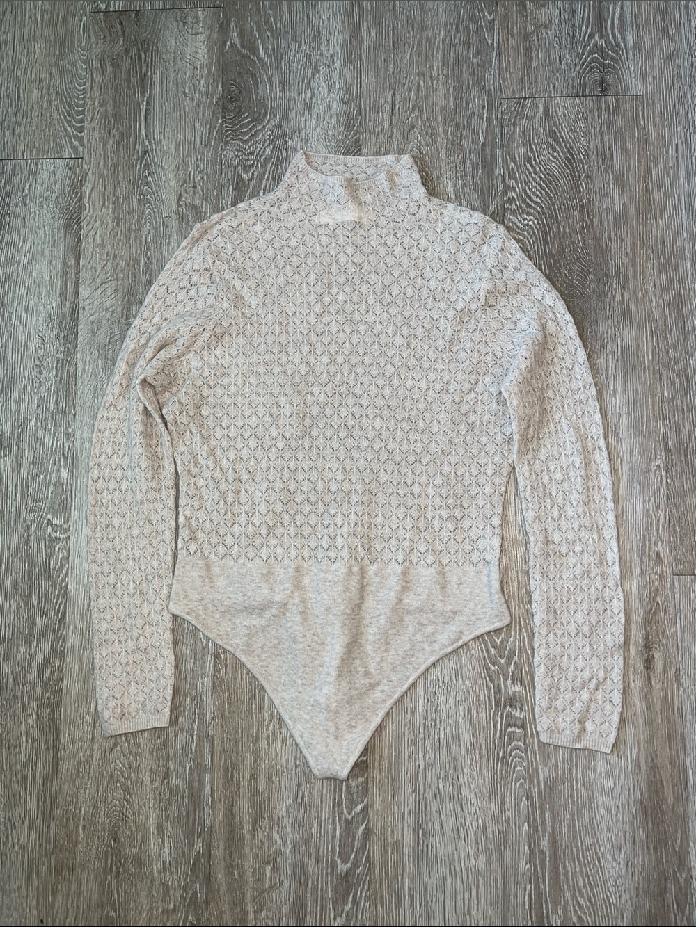 Abercrombie & Fitch Merino Wool-Blend Knit Bodysuit Beige Size xl mock neck